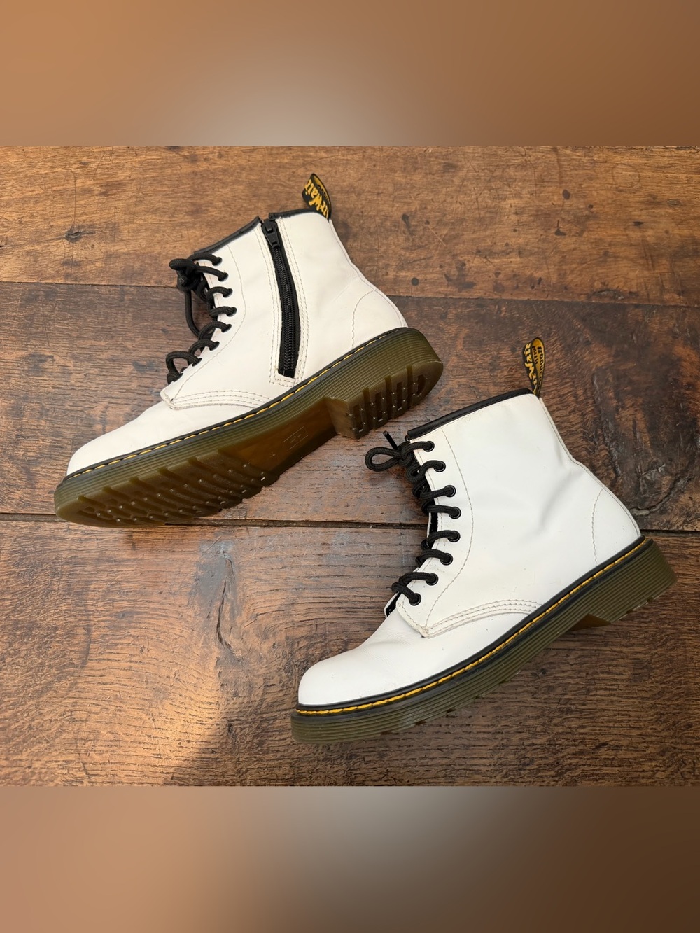 Dr. Martens Kids Black and White Leather Boots